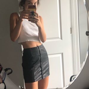 Free People button down leather skirt